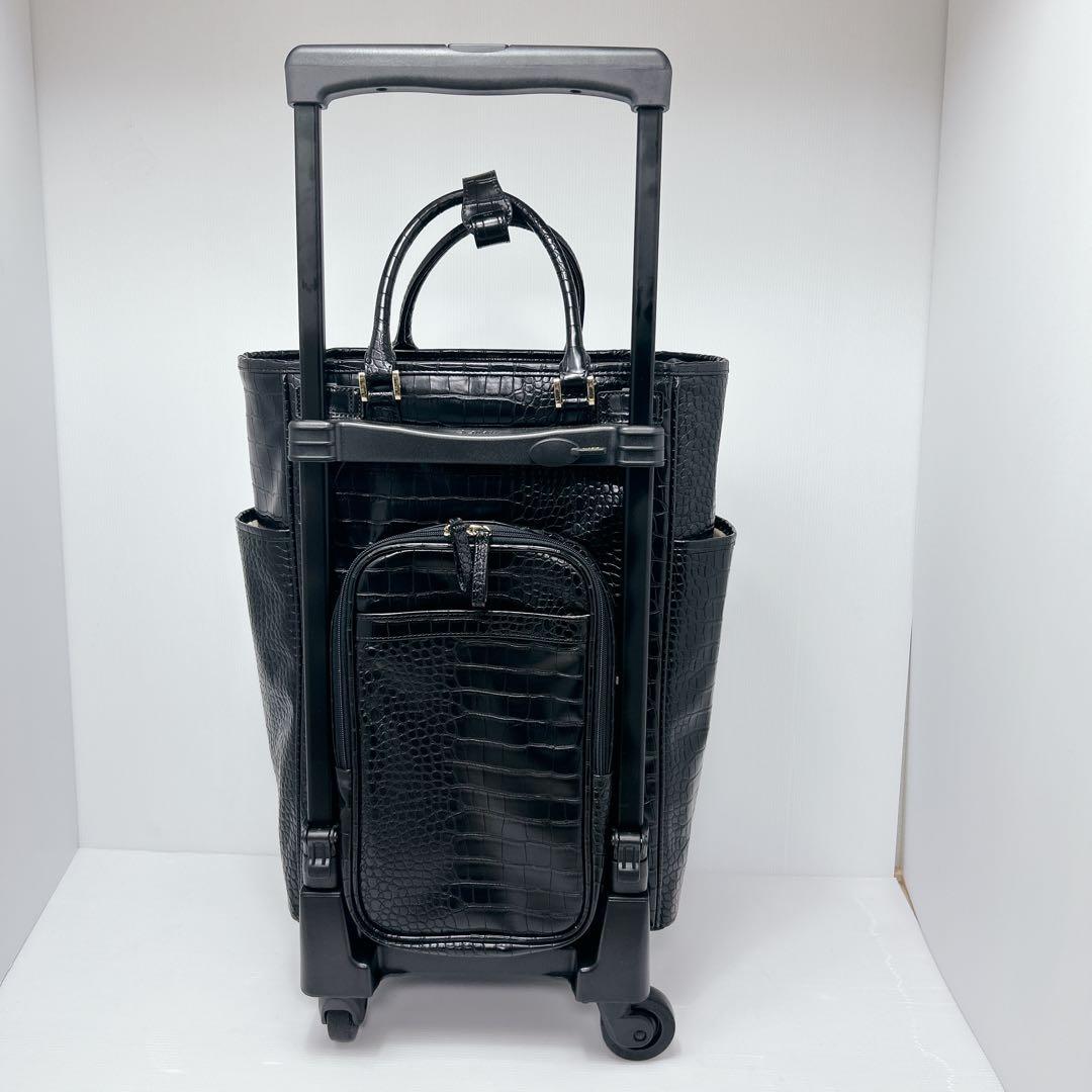 未使用✨スワニー クロコ型押し キャリーバッグ トートバッグ 黒 旅行 高級