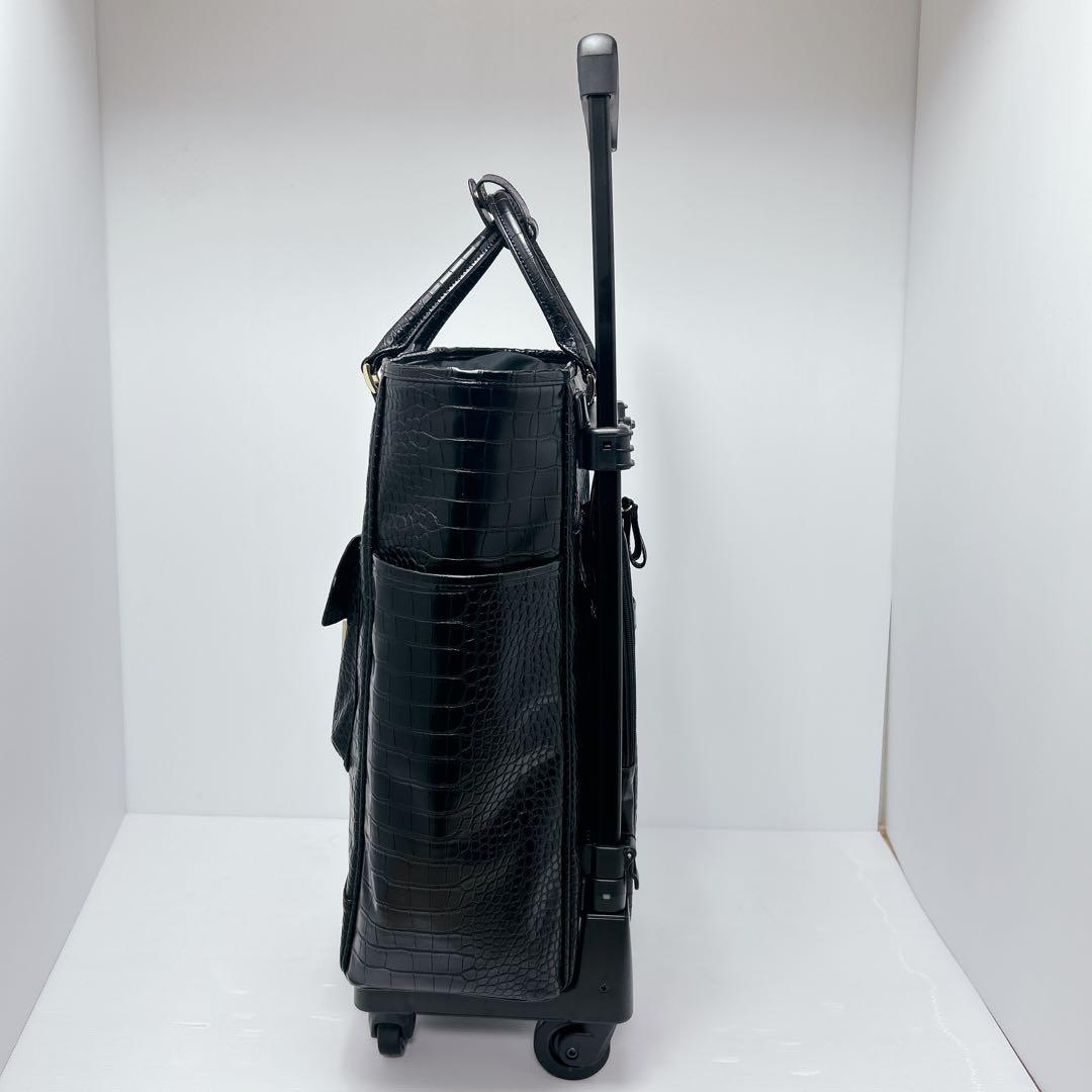 未使用✨スワニー クロコ型押し キャリーバッグ トートバッグ 黒 旅行 高級