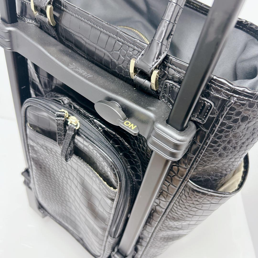 未使用✨スワニー クロコ型押し キャリーバッグ トートバッグ 黒 旅行 高級