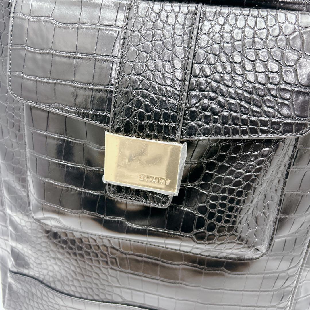 未使用✨スワニー クロコ型押し キャリーバッグ トートバッグ 黒 旅行 高級