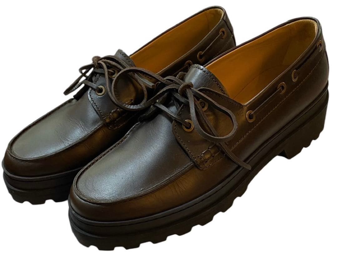 美品　箱付き　APC アーペーセー　デッキ　モカシン　シューズ　レザー　ブラウン