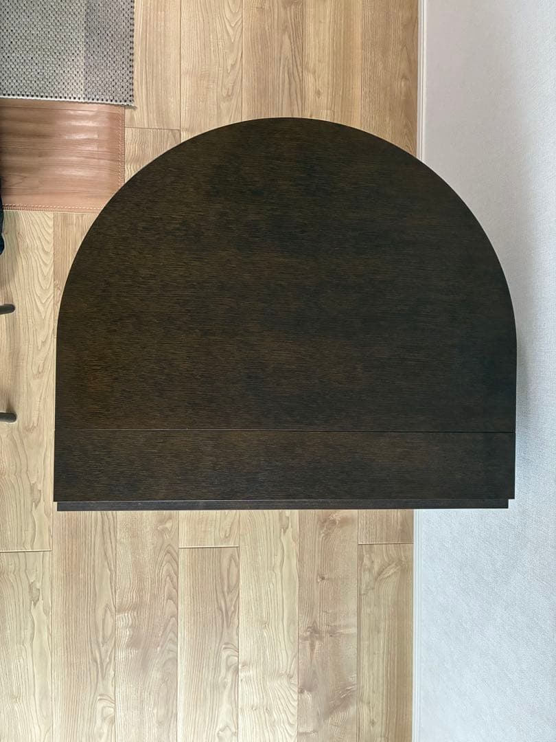 ダークブラウン楕円形折りたたみテーブル