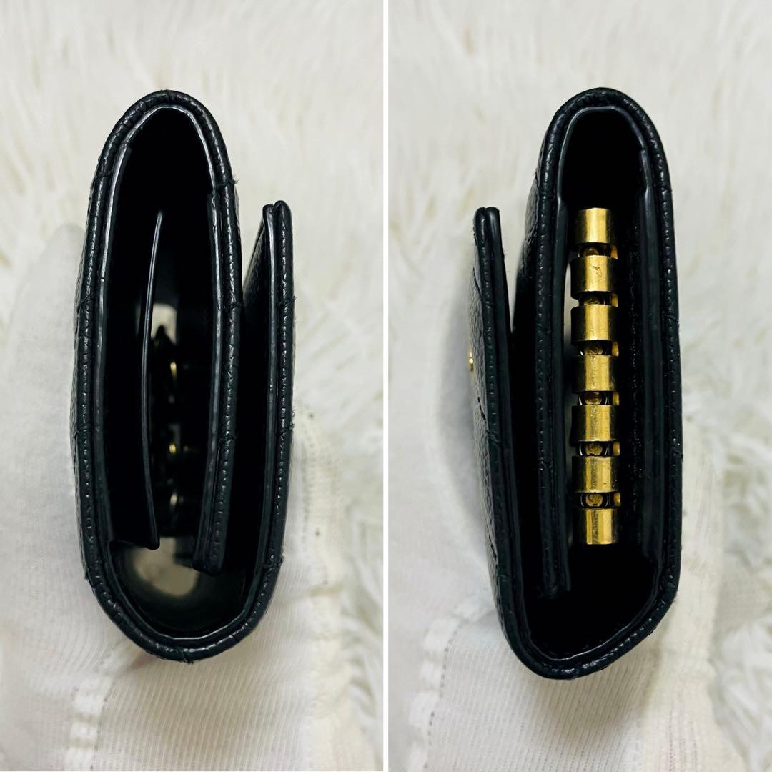 極美✨サンローラン キーケース 6連 キャビアスキン Vステッチ 黒