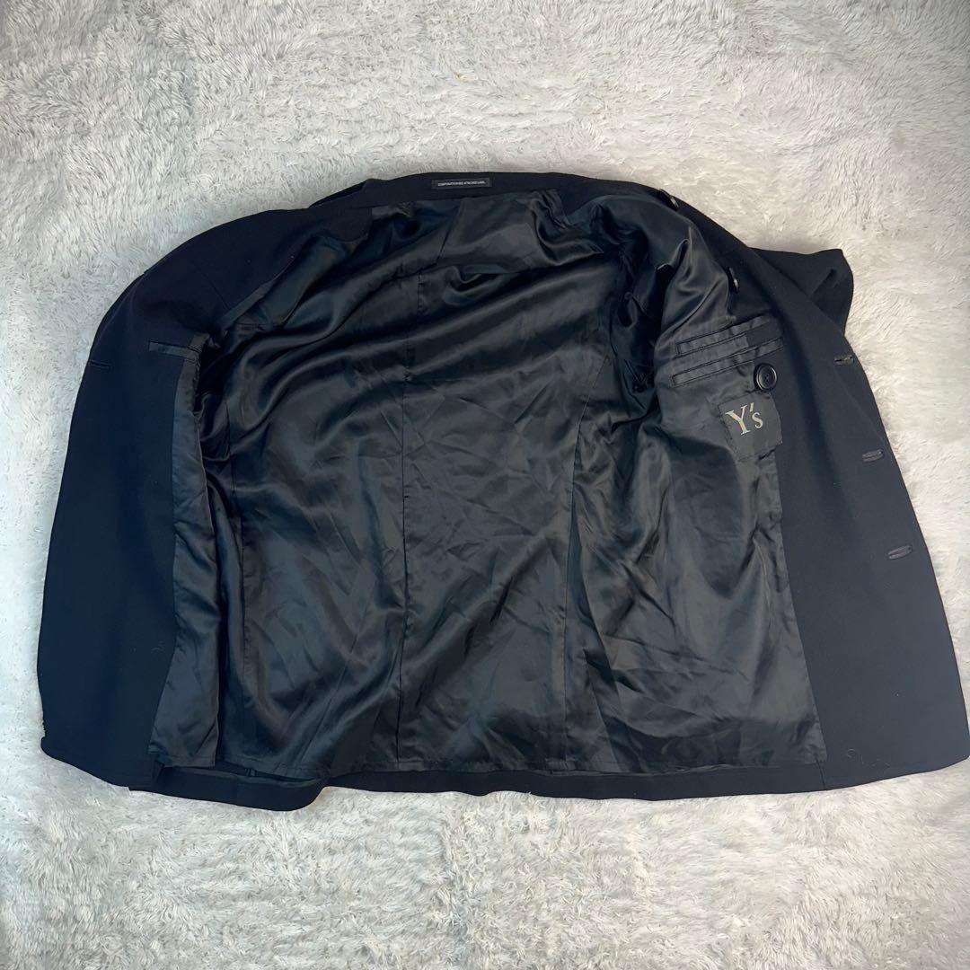 ワイズ　ヨウジヤマモト　Pコート　レザータグ　M 羊革　黒　ウール　チェスター