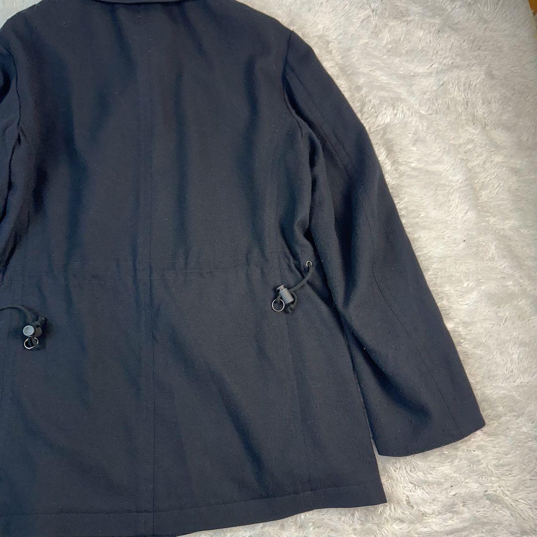 ワイズ　ヨウジヤマモト　Pコート　レザータグ　M 羊革　黒　ウール　チェスター