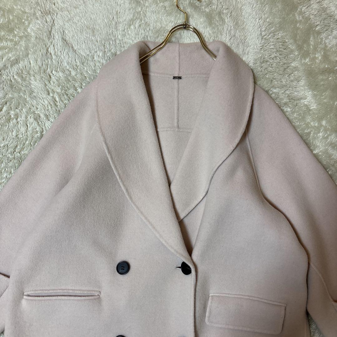 美品＊ミラオーウェン　接結ハーフ丈　ピーコート　ピンク　ゆったり　オーバーサイズ