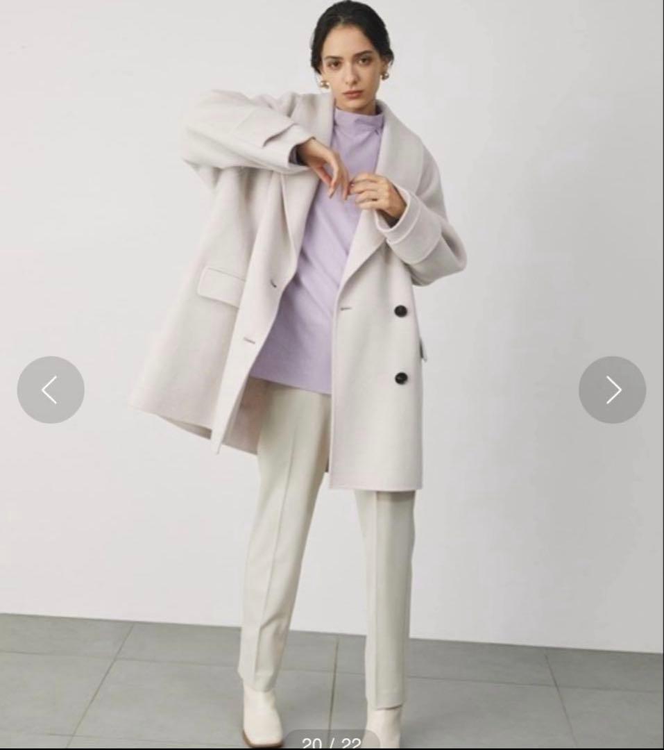 美品＊ミラオーウェン　接結ハーフ丈　ピーコート　ピンク　ゆったり　オーバーサイズ