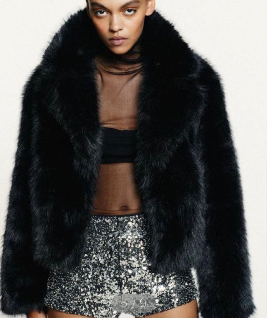 ZARA ショートフェイクファーコート ブラック