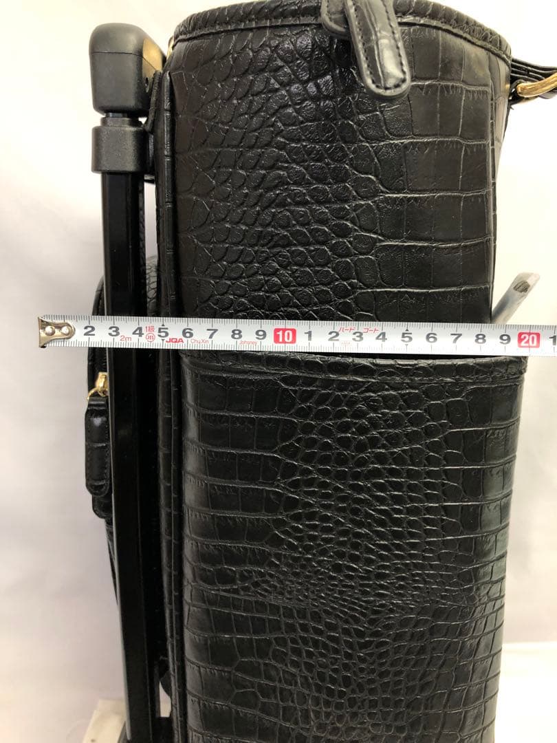 【359】SWANY クロコ型押し キャリーバッグ 黒 ストッパー付き 美品