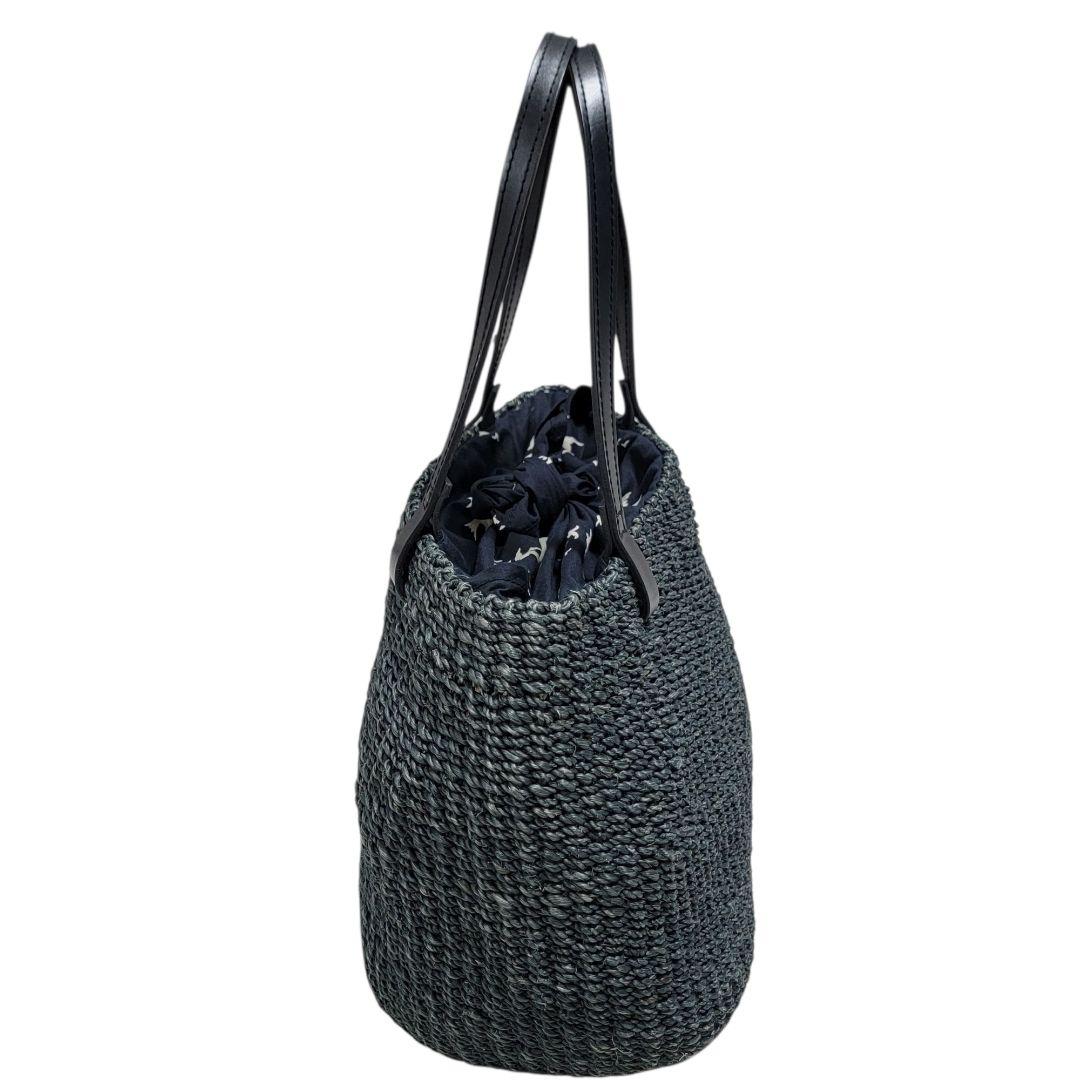 大人気 アニエスベー agnes b. ラフィア かごバッグ レザーハンドル