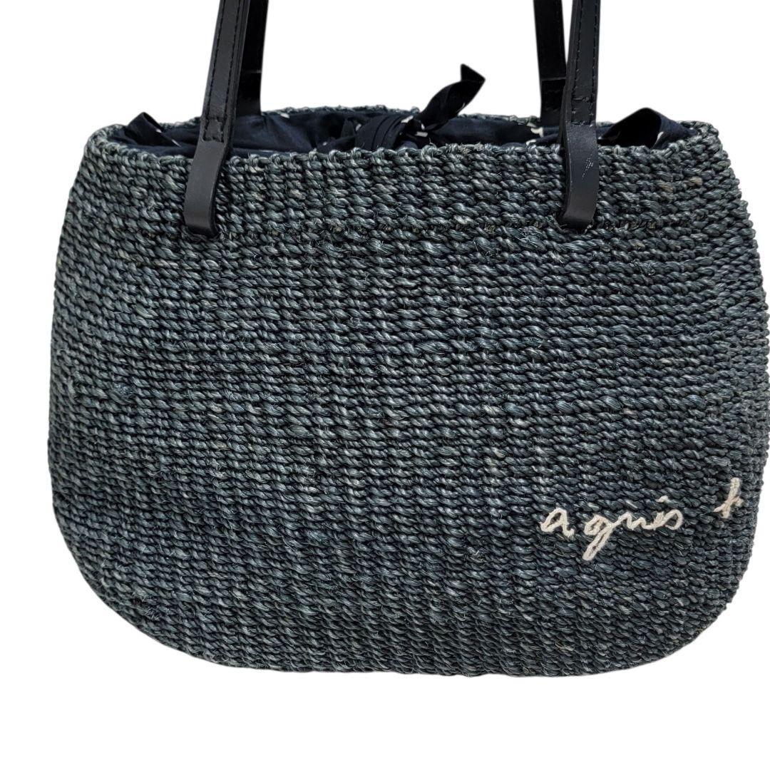 大人気 アニエスベー agnes b. ラフィア かごバッグ レザーハンドル