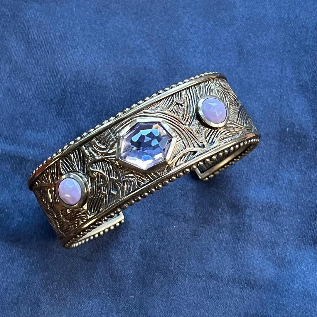 スティーブンデュエック ブロンズ　アメシスト、ラベンダージェイド　バングル