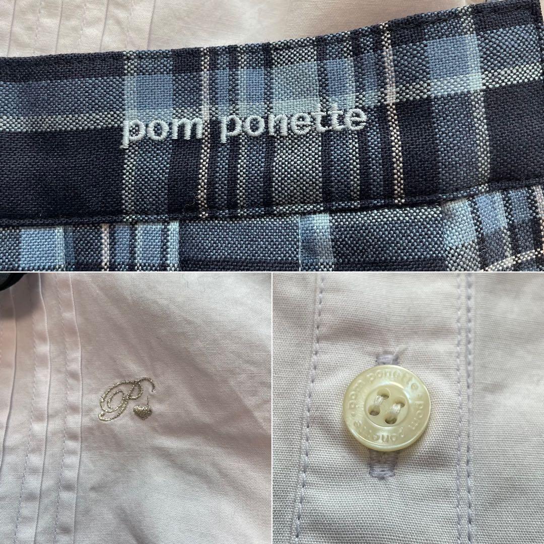 高級感✨ポンポネット フォーマル セット チェック 濃紺 水色 150 160