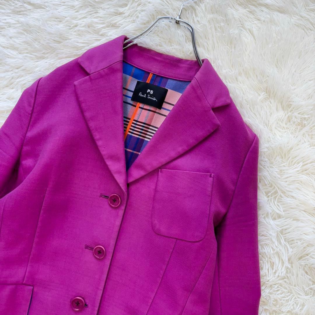 PS PaulSmith✨チェスターコート　裏地チェック　ロング丈　ピンク　現行