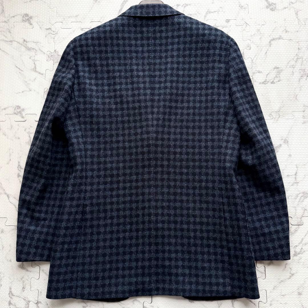 極美品✨BEAMS F ビームスエフ 千鳥格子柄 テーラードジャケット ネイビー