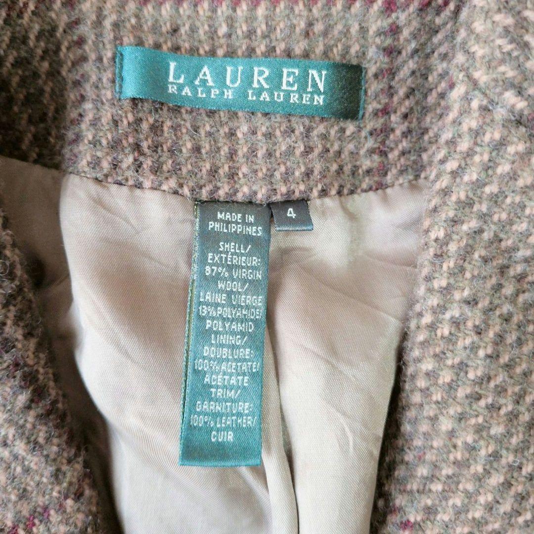 専用ローレンラルフローレン テーラードジャケット ウールチェック レザーパッ M