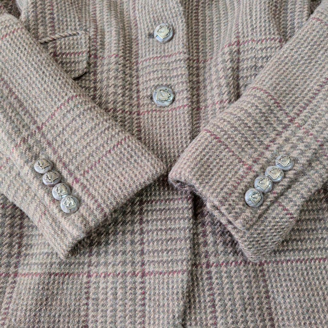 専用ローレンラルフローレン テーラードジャケット ウールチェック レザーパッ M