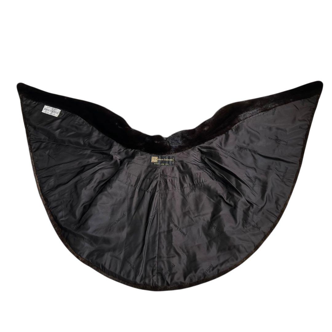 裾周り230cm ピエールバルマン ブラックグラマーミンク ポンチョ ケープ