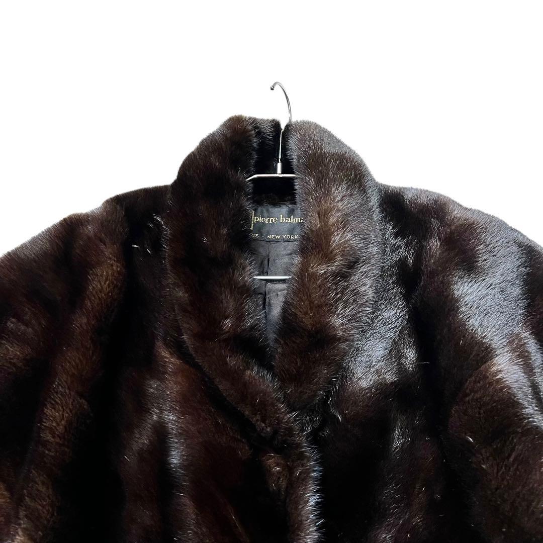 裾周り230cm ピエールバルマン ブラックグラマーミンク ポンチョ ケープ