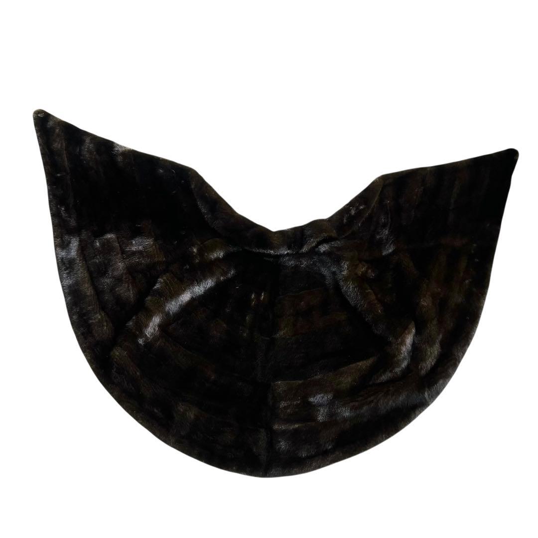 裾周り230cm ピエールバルマン ブラックグラマーミンク ポンチョ ケープ