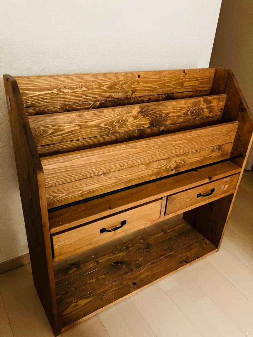 木製絵本棚 引き出し付き