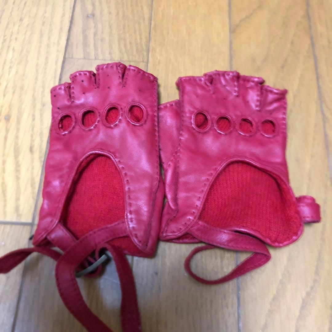 ROENロエンフィンガーレスレザーグローブ赤