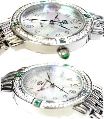 新品 ロイヤルモントレス ソーラー　エメラルド4石　レディース 腕時計 シルバー
