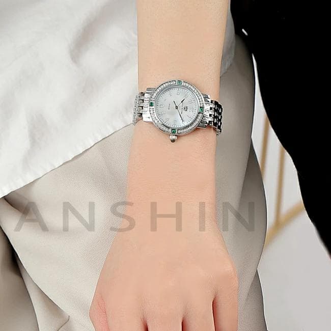 新品 ロイヤルモントレス ソーラー　エメラルド4石　レディース 腕時計 シルバー