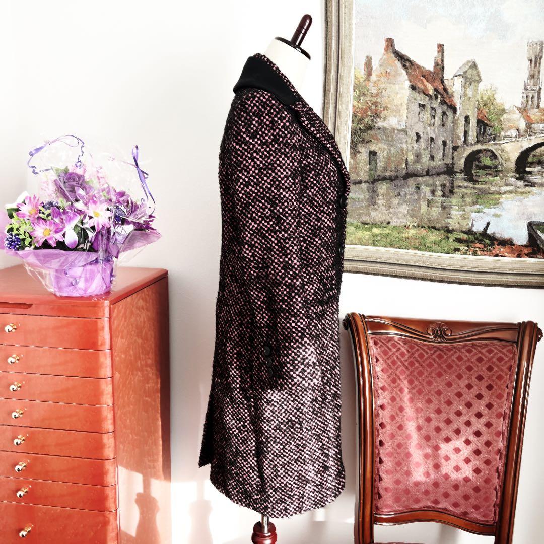 美品 PRADA プラダ　ツイード　ウール　チェスター　コート　付属品あり