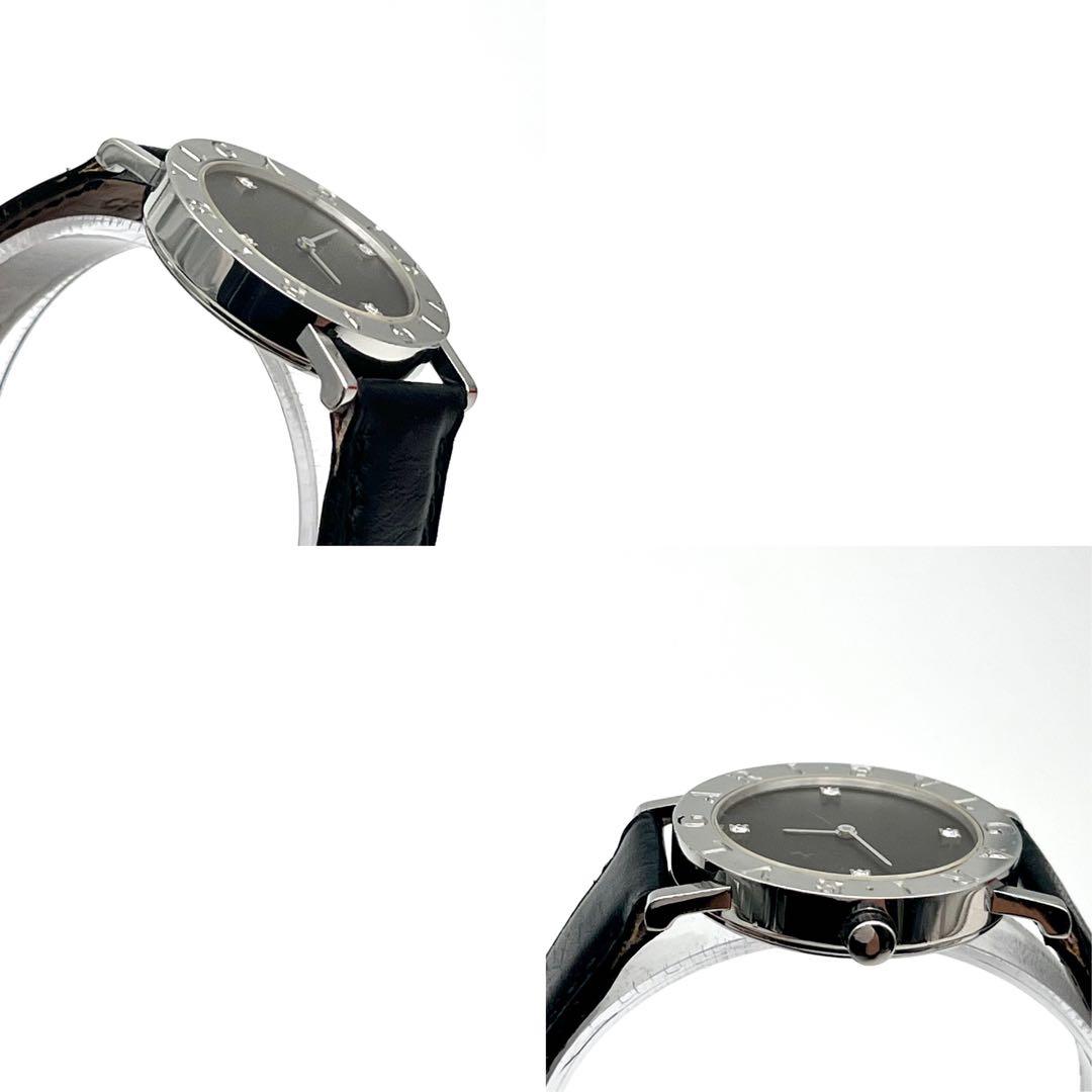 BVLGARI BB30SLD ブラック文字盤　ダイヤ4P クォーツ　シルバー