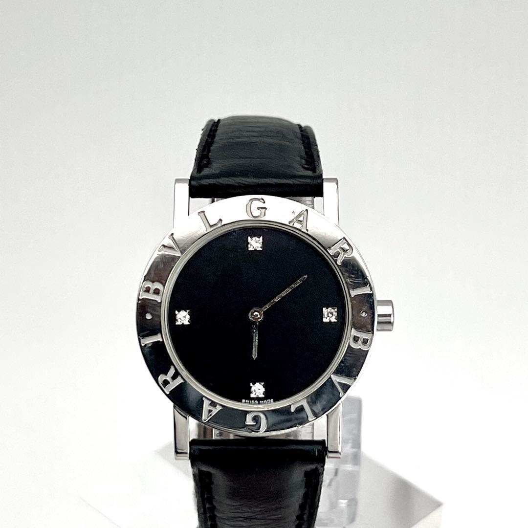 BVLGARI BB30SLD ブラック文字盤　ダイヤ4P クォーツ　シルバー