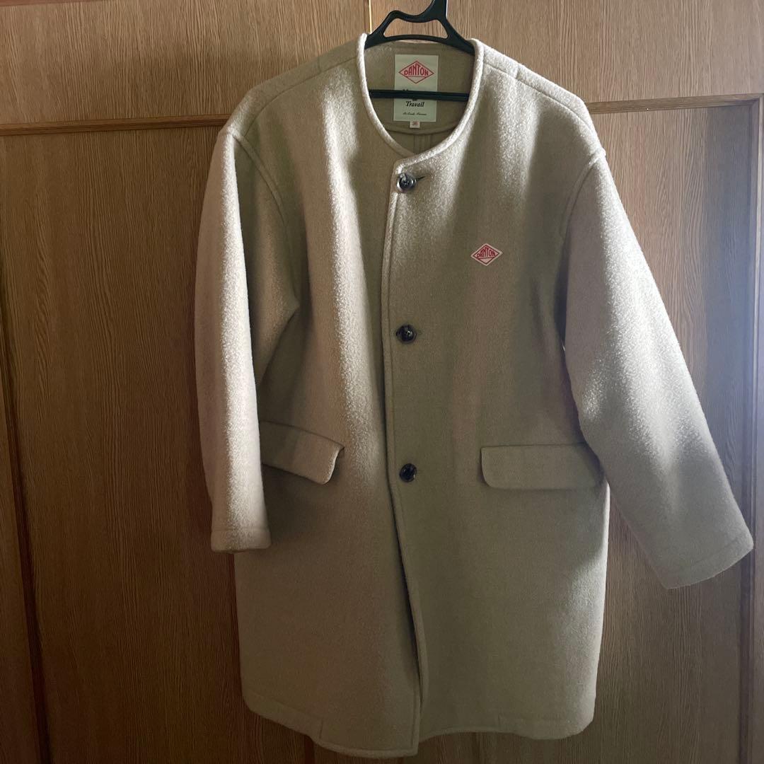 正規品DANTON ノーカラーコート36 ベージュ