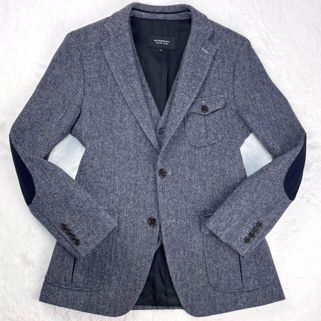 【こー様】バーバリーブラックレーベル ヘリンボーン ツイードブレザー ジレ付き