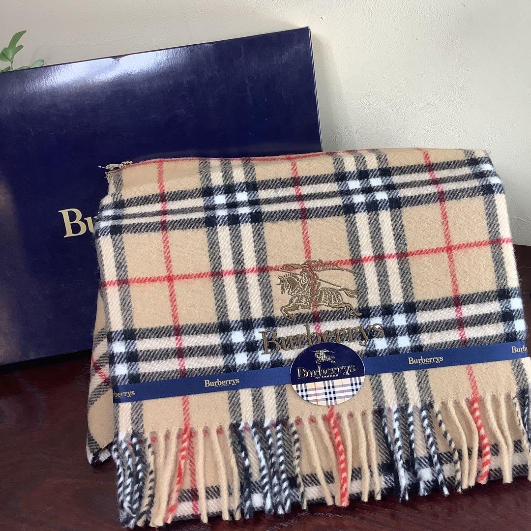 訳あり バーバリー Burberrys ウール100% 膝掛け 未使用品