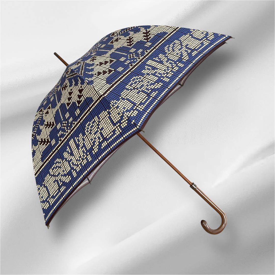【美品】Vivienne Westwood 長傘　幾何学模様　総柄　ブルー