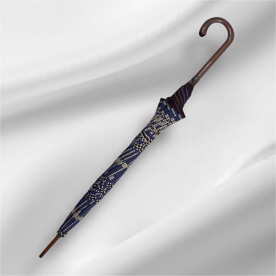 【美品】Vivienne Westwood 長傘　幾何学模様　総柄　ブルー