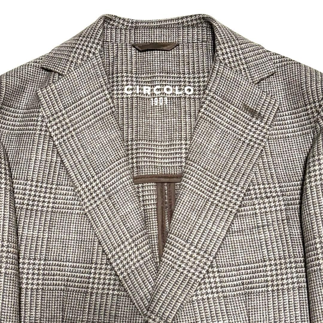 【極美品】CIRCOLO グレンチェックウールコットンジャージージャケット
