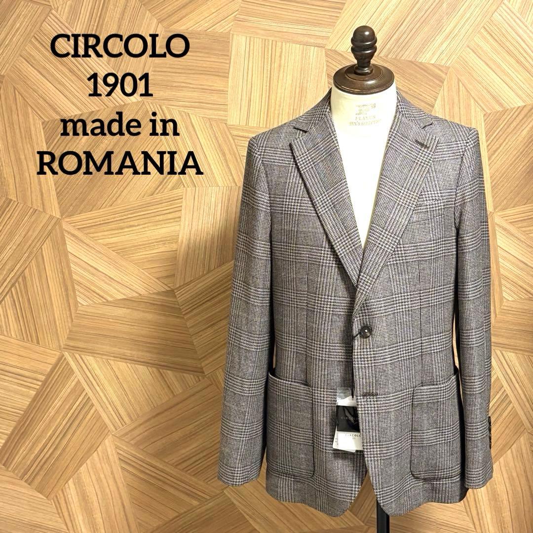 【極美品】CIRCOLO グレンチェックウールコットンジャージージャケット