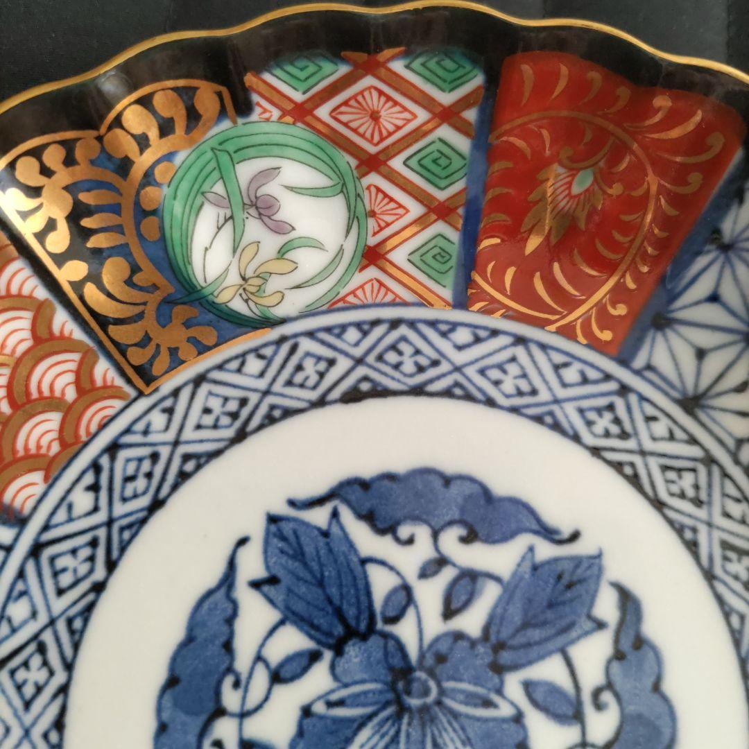 【訳あり】4枚セット　美濃焼　龍峯　祥瑞花丸紋　銘々皿揃　　14cm