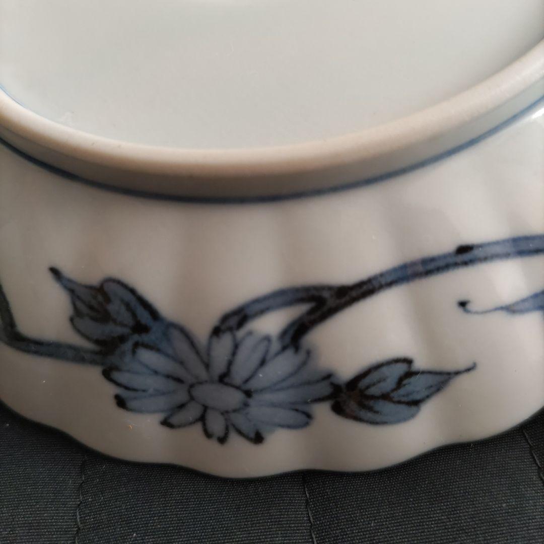 【訳あり】4枚セット　美濃焼　龍峯　祥瑞花丸紋　銘々皿揃　　14cm