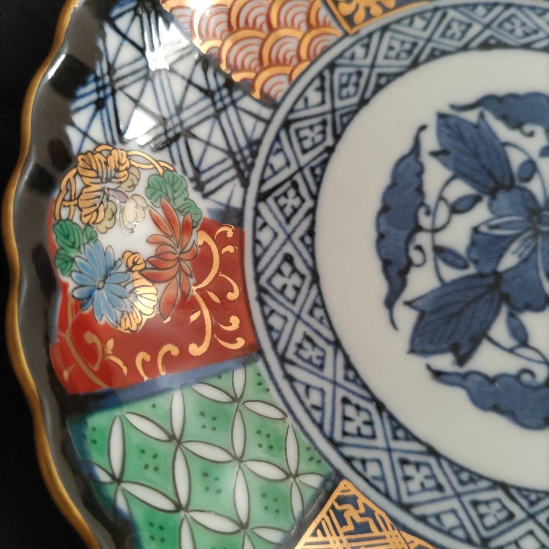 【訳あり】4枚セット　美濃焼　龍峯　祥瑞花丸紋　銘々皿揃　　14cm