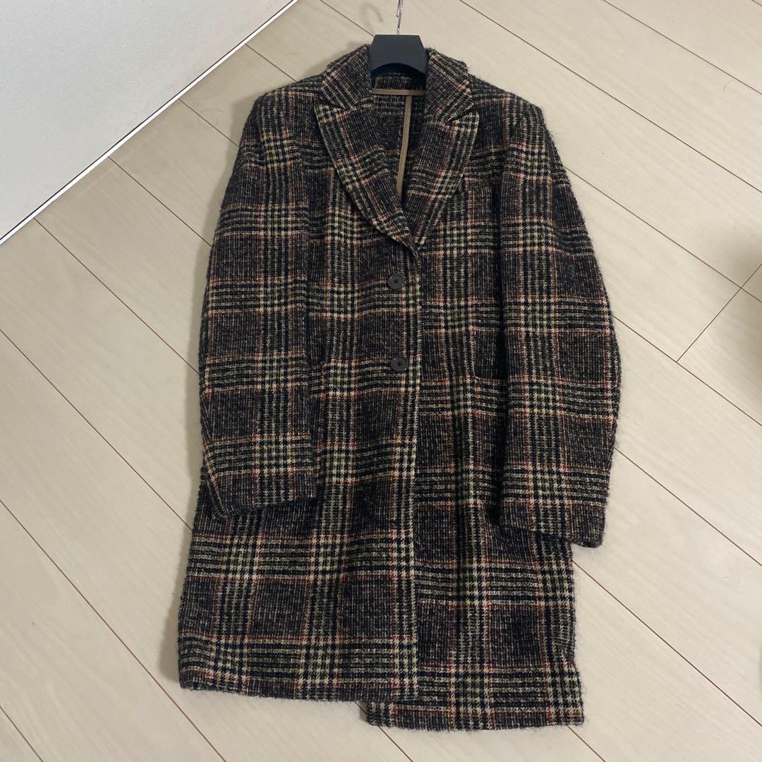 チェック柄 ダブルボタン チェスターコート