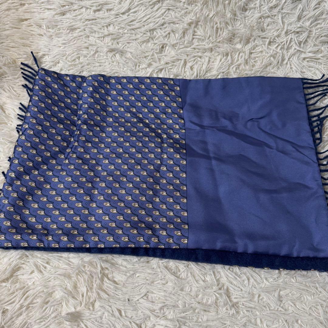 エルメス　マルジェラ期　リバーシブル　シルク　ウール　カシミヤ　マフラー