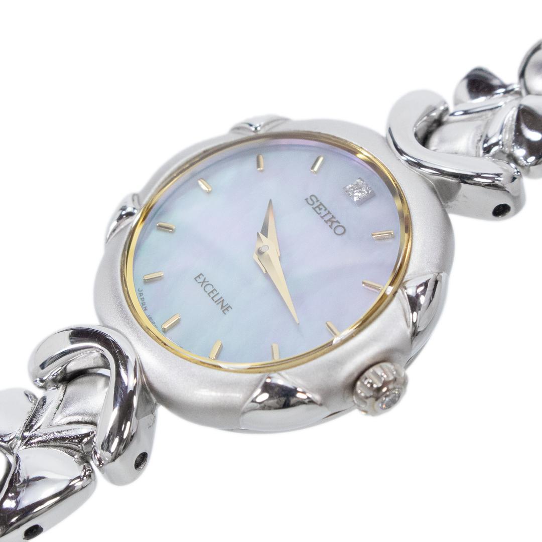 セイコー 腕時計 レディース エクセリーヌ 1F20-1C40 シェル盤 ダイヤ