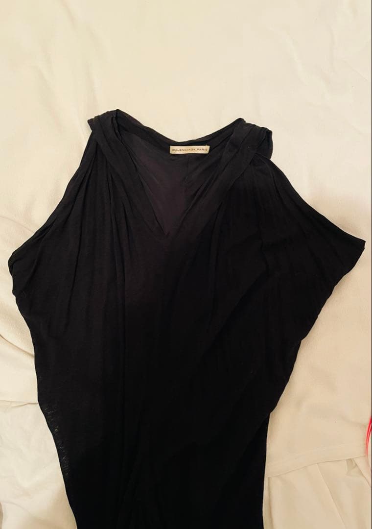 バレンシアガ　麻ワンピース　黒36サイズ