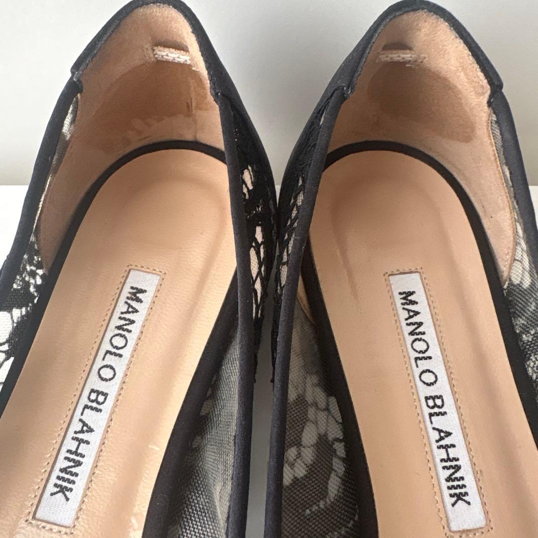 マノロブラニク ハンギシ フラットシューズ レース ブラック 36