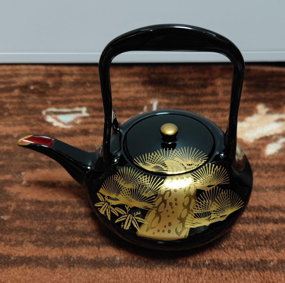 会津塗 三段重 屠蘇器 黒金松