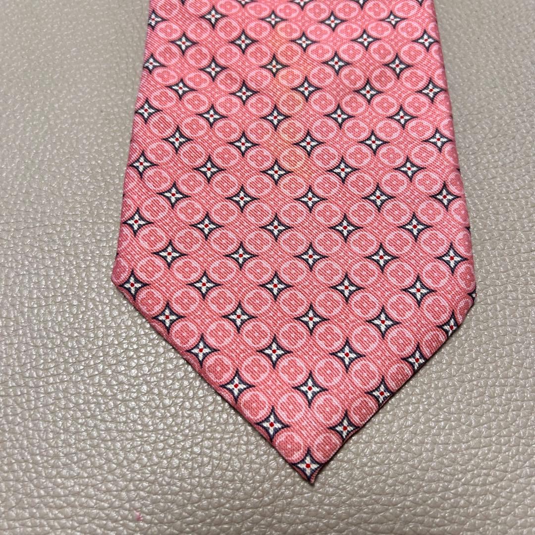 ルイヴィトン　ネクタイ　ストライプ ドット　チェック　ピンク