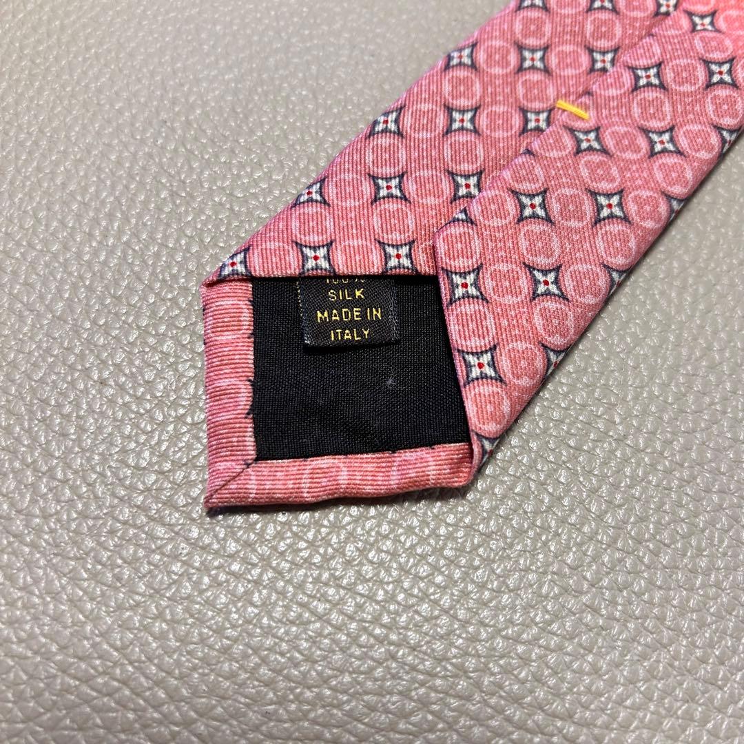 ルイヴィトン　ネクタイ　ストライプ ドット　チェック　ピンク