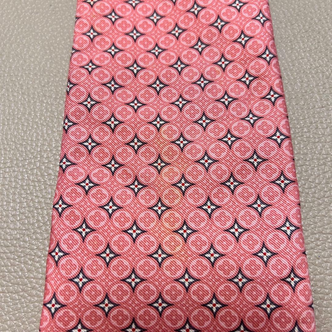 ルイヴィトン　ネクタイ　ストライプ ドット　チェック　ピンク